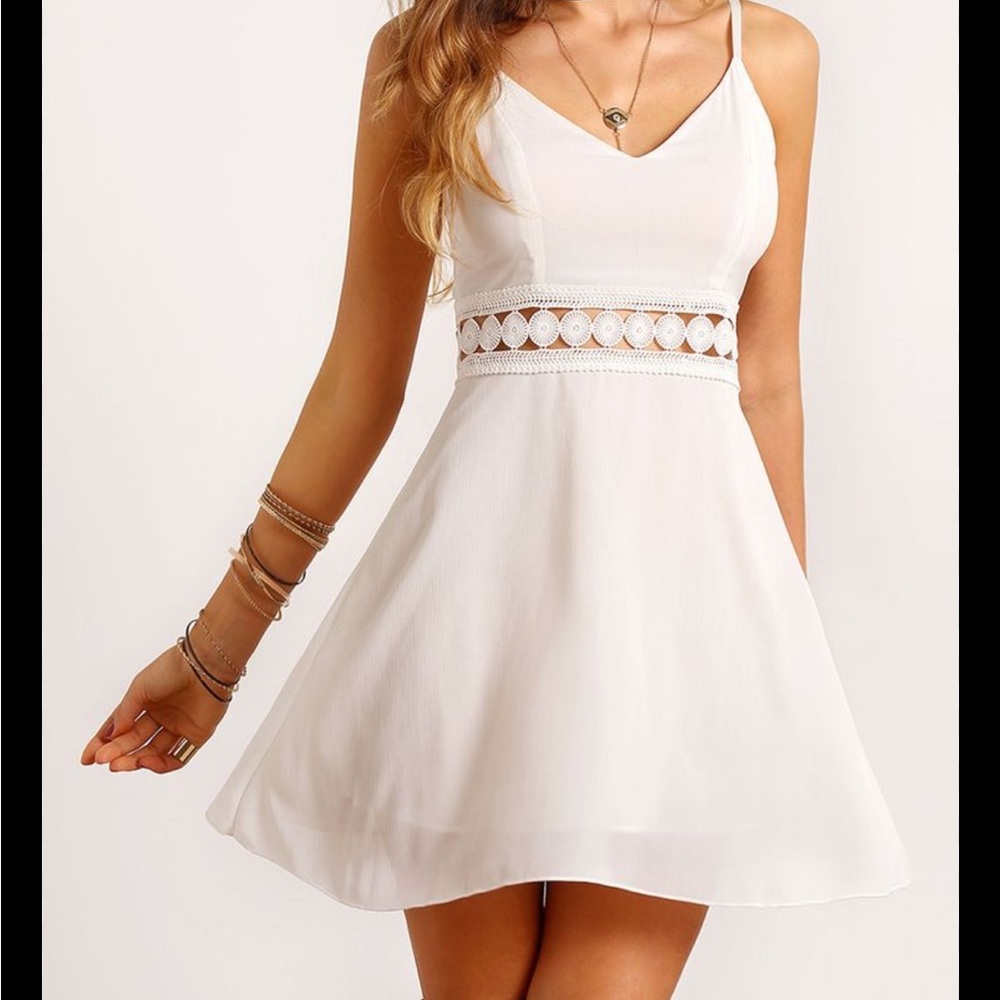 SHEIN white dress mini dress western wedding bridal dress size medium light
